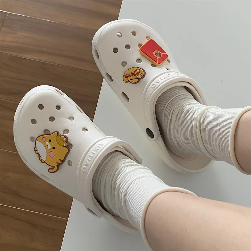 Thin Strips Slippers Unisex, White-4