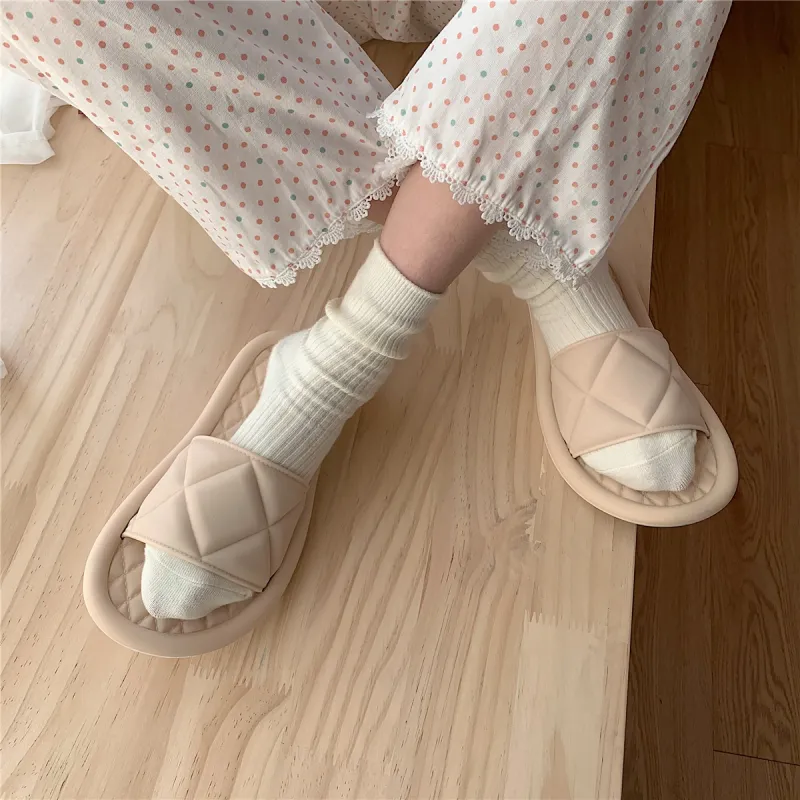 Thin Strips Slippers Women's, Apricot-3