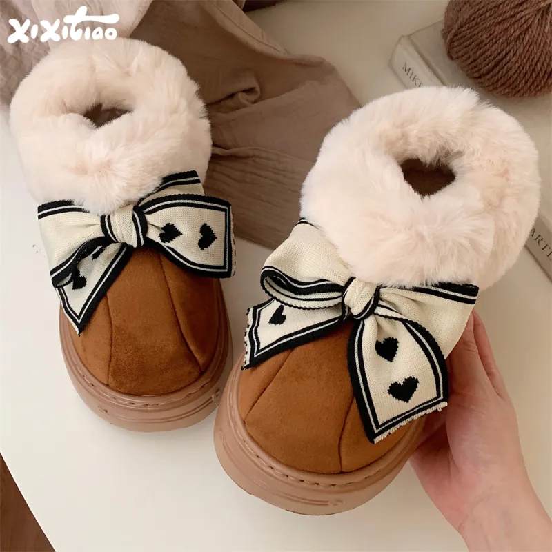 Thin Strips Cotton Slippers Women's, Brown-1