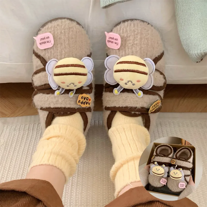 Thin Strips Cotton Slippers Women's, Light Brown, Home Slippers-16