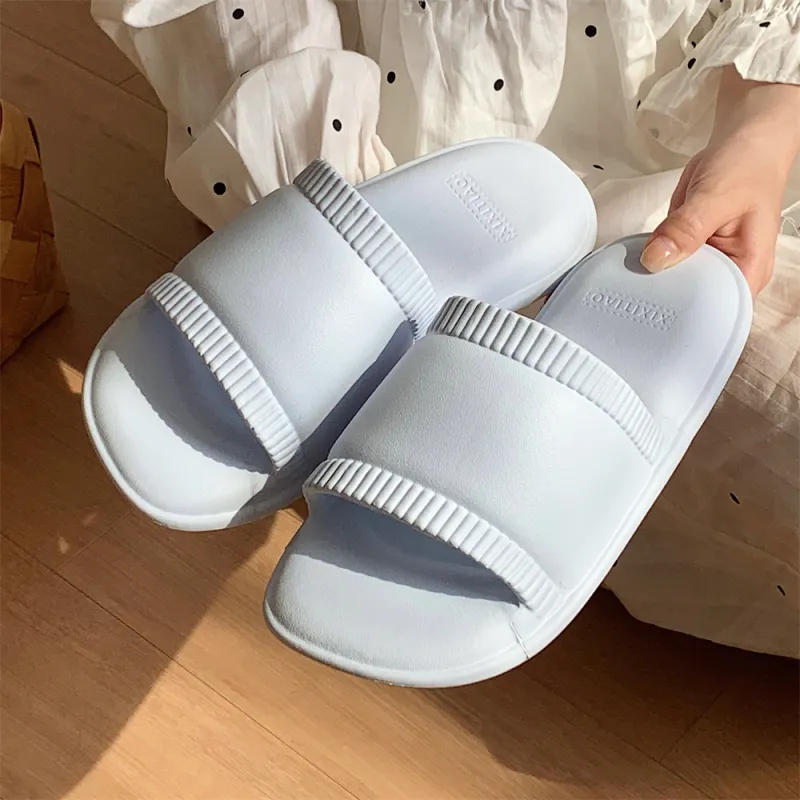 Thin Strips Sandal Slippers Unisex, Cream White-16
