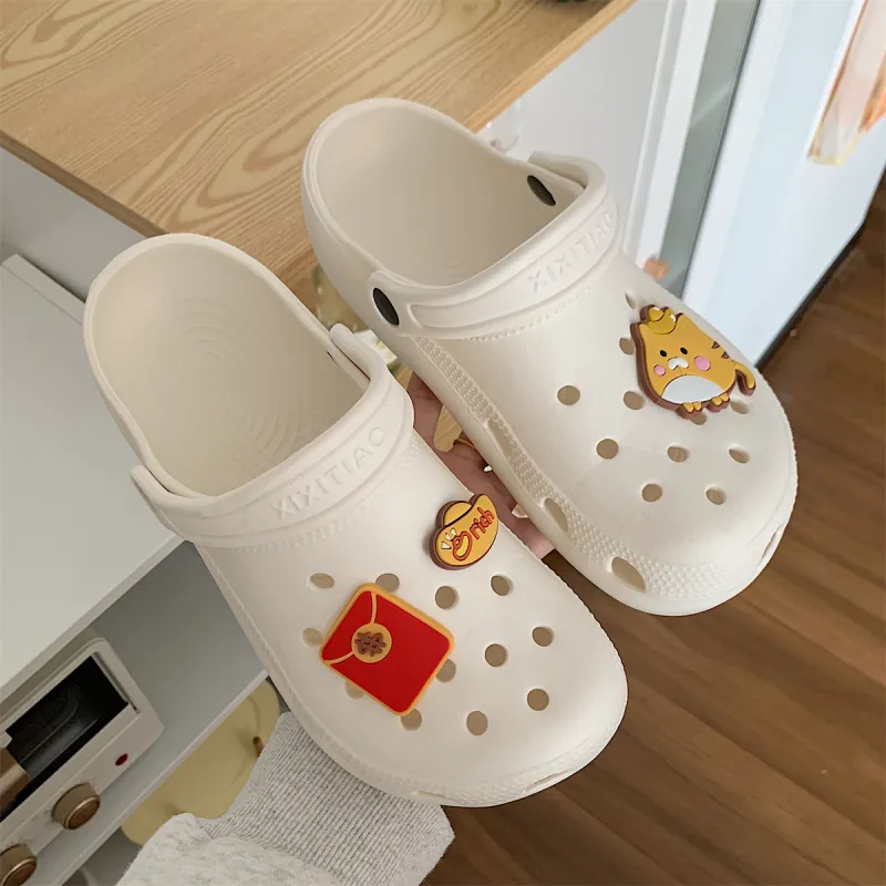 Thin Strips Slippers Unisex, White-3