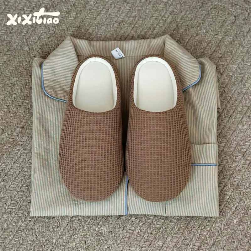 Thin Strips Slippers Unisex, White-1