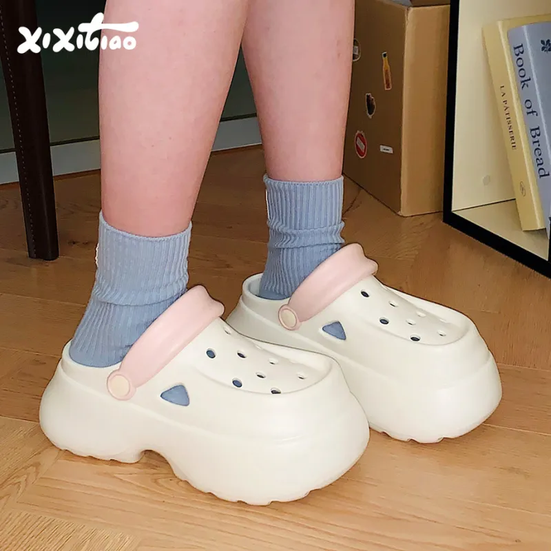 Thin Strips Slippers Women's, Black+White Base-9