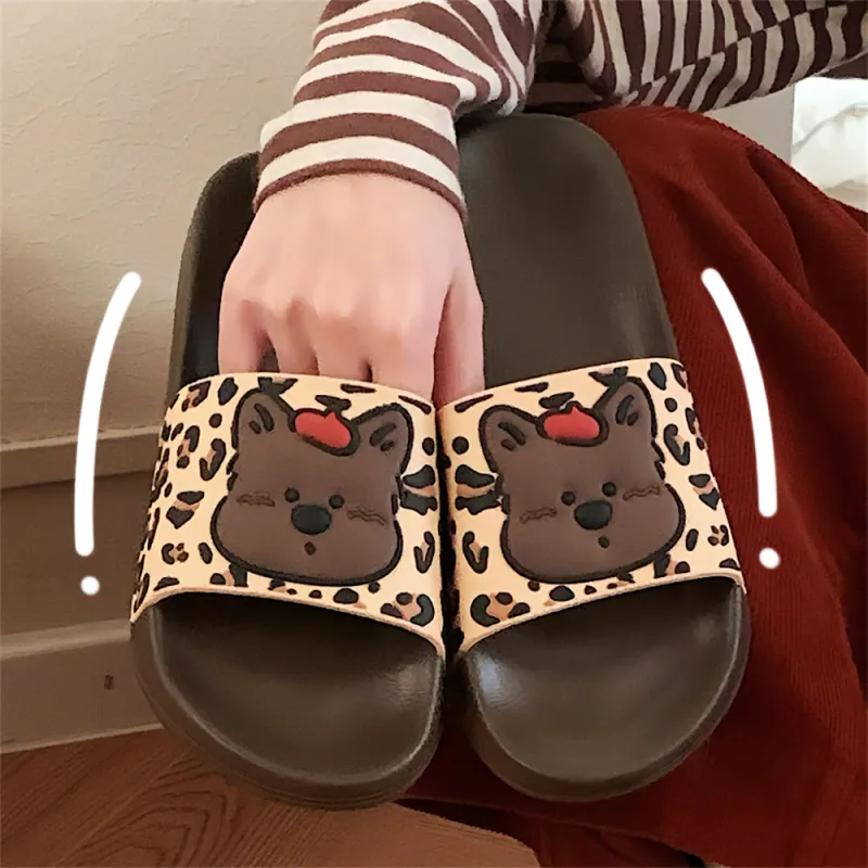 Thin Strips Slippers Women's, Brown-4