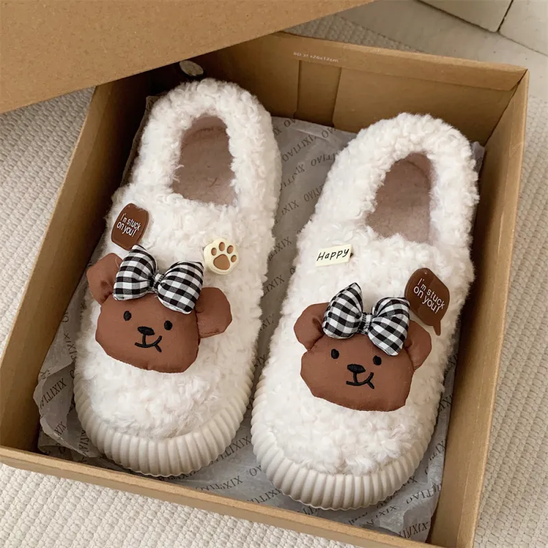 Thin Strips Cotton Slippers Women's, White-5
