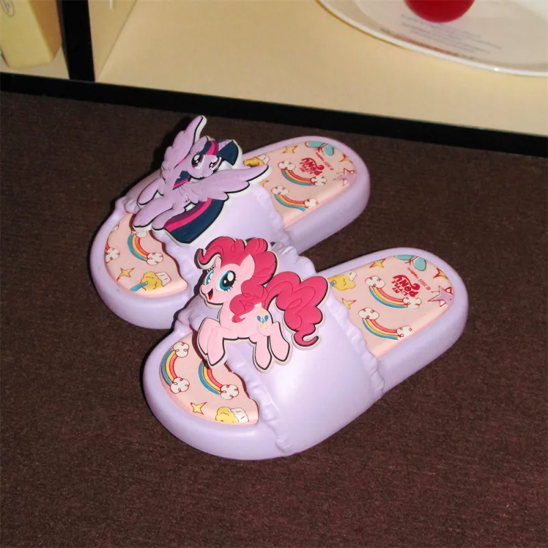 Thin Strips x MY LITTLE PONY Sandal Slippers Milk White+Light Pink Base-16
