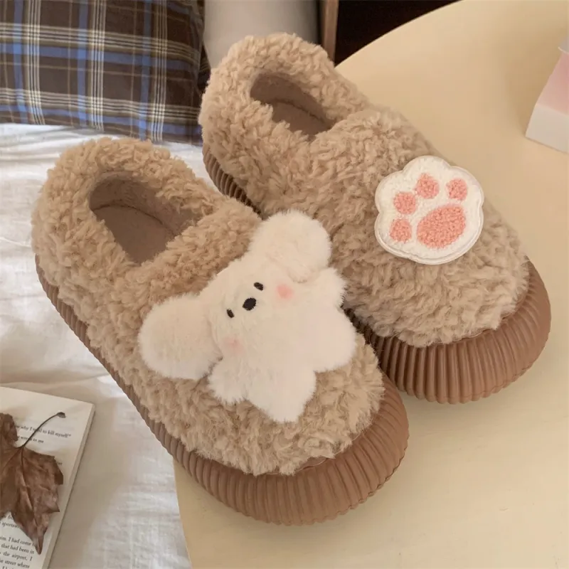 Thin Strips Cotton Slippers Women's, White-16