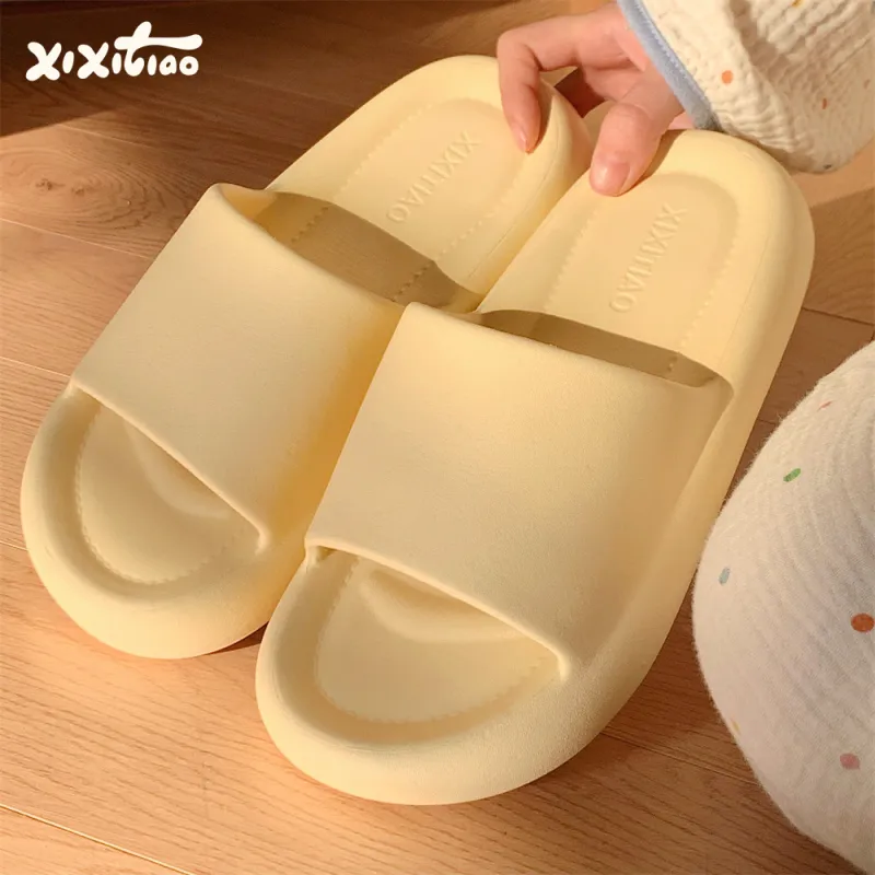 Thin Strips Slippers Unisex, White-16