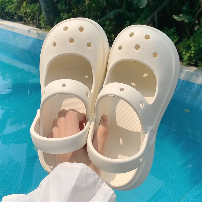 Thin Strips Slippers Women's, Cream White-3