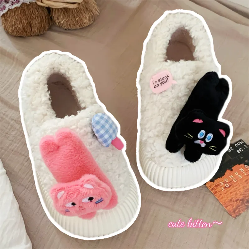 Thin Strips Cotton Slippers Women's, White-2