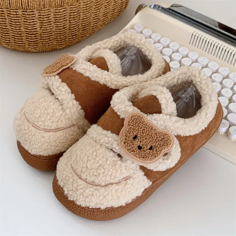 Thin Strips Cotton Slippers Light Brown, Home Slippers-18