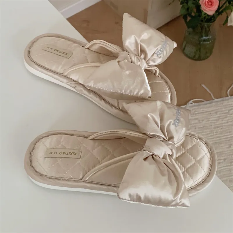 Thin Strips Cotton Linen Blend Slippers Unisex, Champagne-2