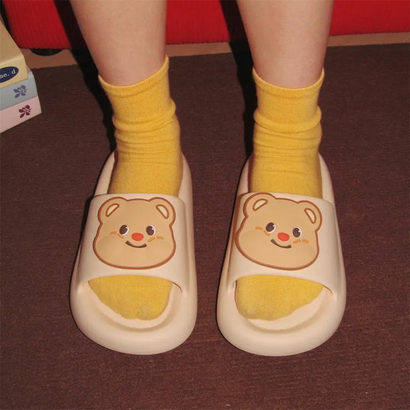 Thin Strips Sandal Slippers Unisex, Light Yellow-13