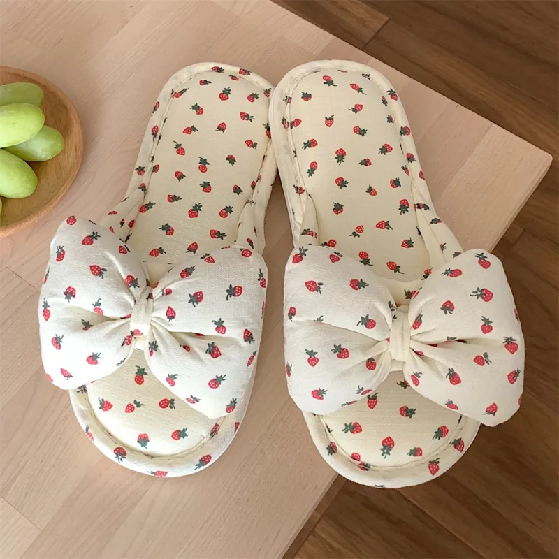 Thin Strips Cotton Linen Blend Slippers Women's Ecru-4