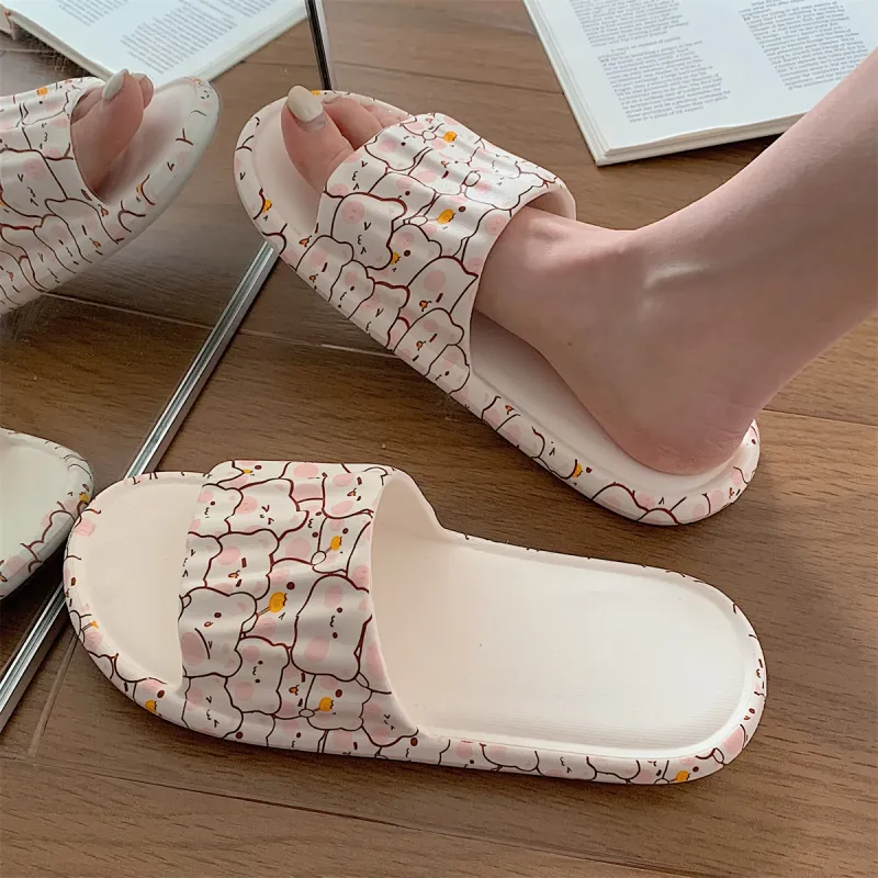 Thin Strips Slippers Women's, White-6