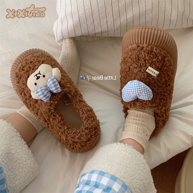 Thin Strips Cotton Slippers Women's, White-12
