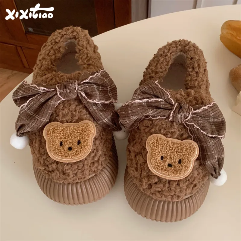 Thin Strips Cotton Slippers Women's Khaki-12