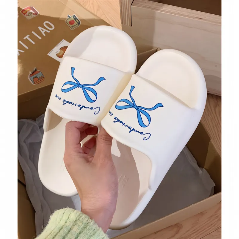 Thin Strips Slippers Women's, White-4