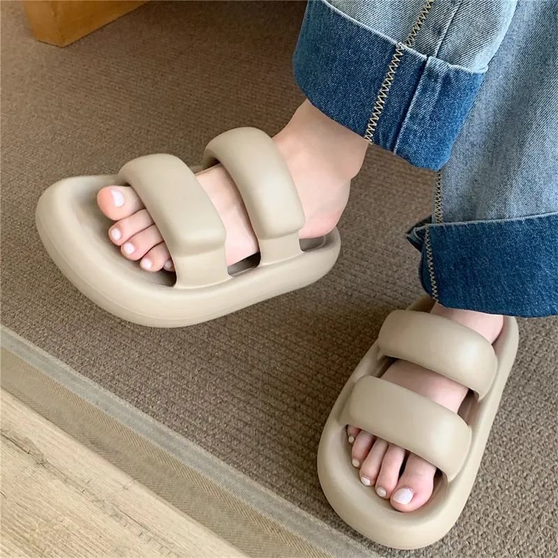 Thin Strips Slippers Unisex, Milk White-7