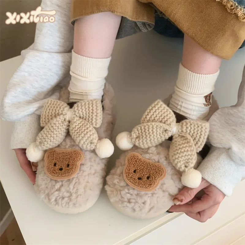 Thin Strips Cotton Slippers Women's Khaki-6