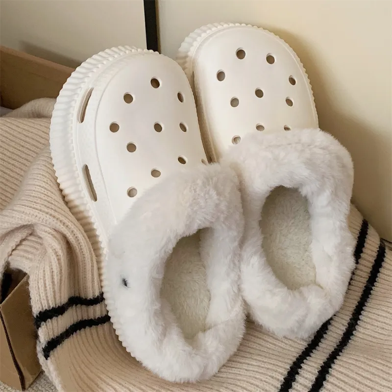 Thin Strips Cotton Slippers Women's, Cream White-3