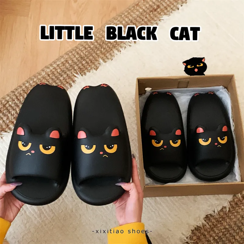 Thin Strips Slippers Unisex, Black-3