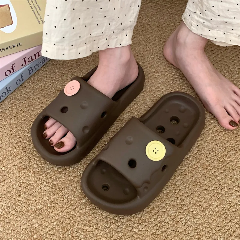 Thin Strips Sandal Slippers Unisex, Light Yellow-23