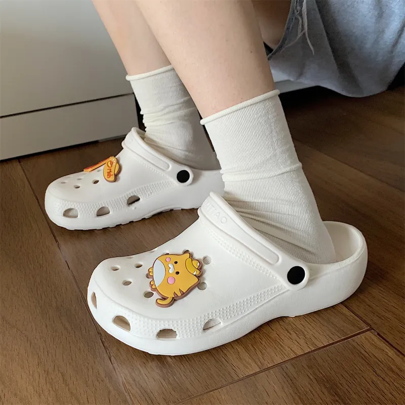 Thin Strips Slippers Unisex, White-5