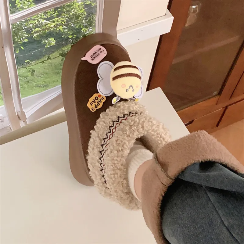 Thin Strips Cotton Slippers Women's-11