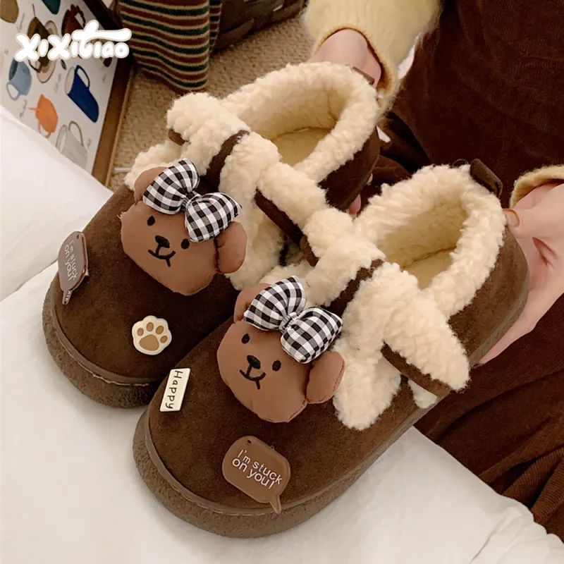 Thin Strips Cotton Slippers Women's, Light Brown-5