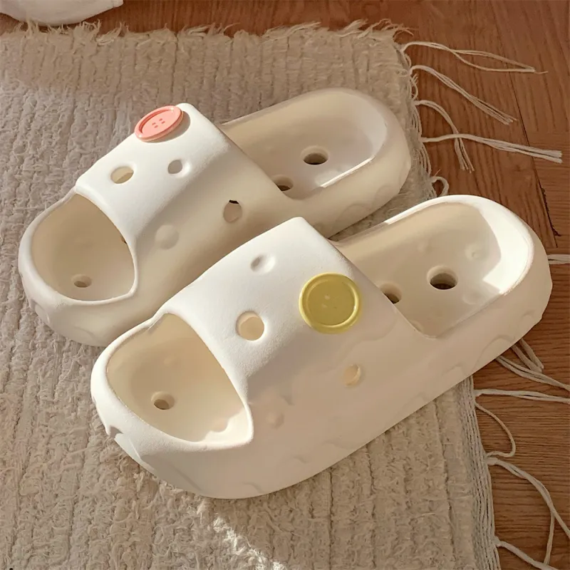 Thin Strips Sandal Slippers Unisex, Light Yellow-8