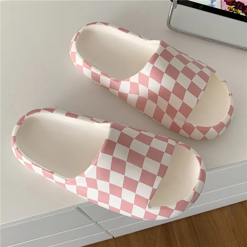 Thin Strips Slippers Unisex, White-10