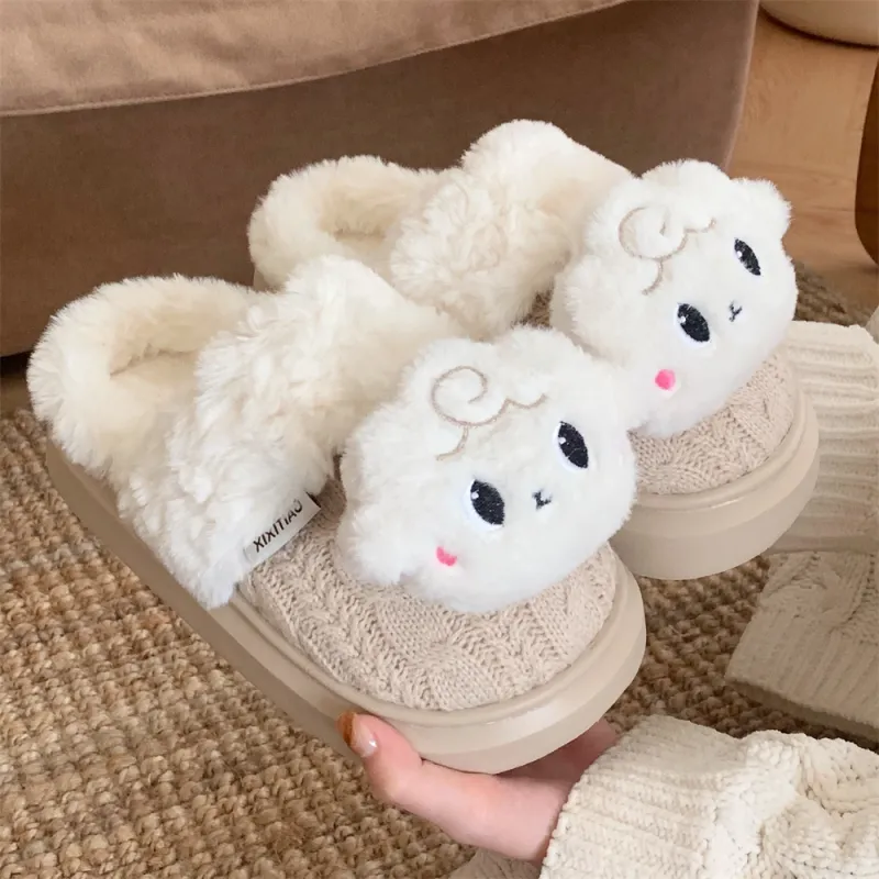 Thin Strips Cotton Slippers Women's Khaki-5