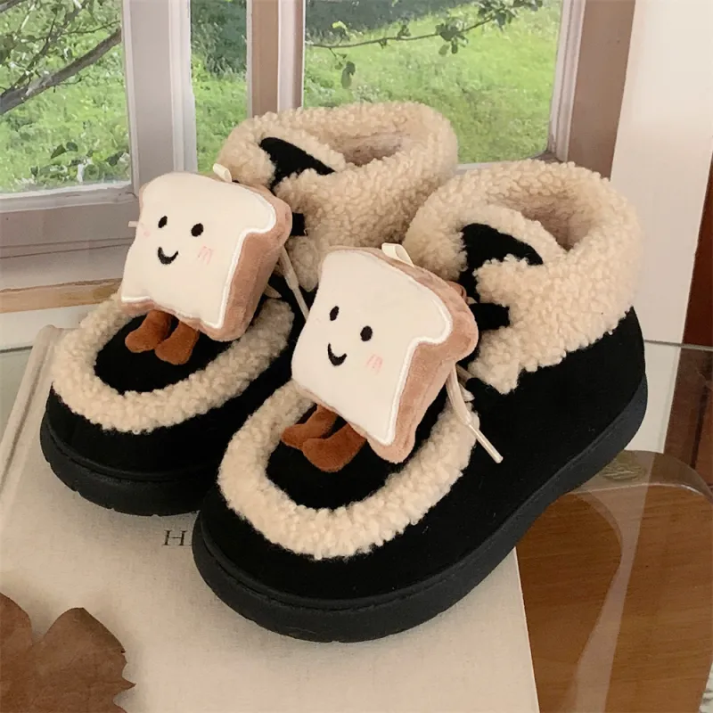 Thin Strips Cotton Slippers Women's Black-1