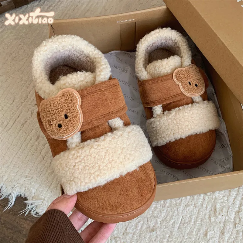Thin Strips Cotton Slippers Women's, Light Brown-1