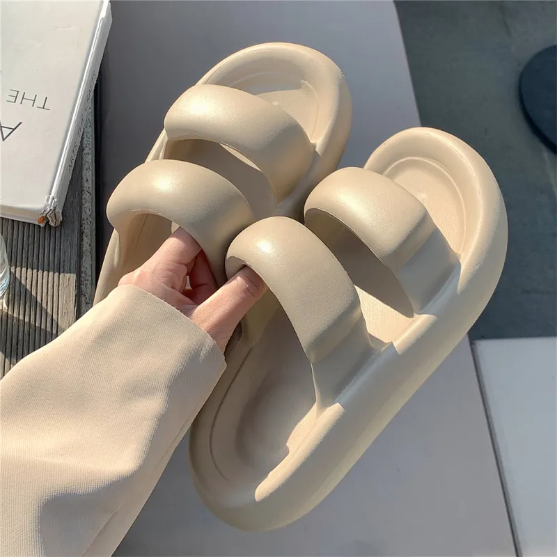 Thin Strips Slippers Unisex, Milk White-5