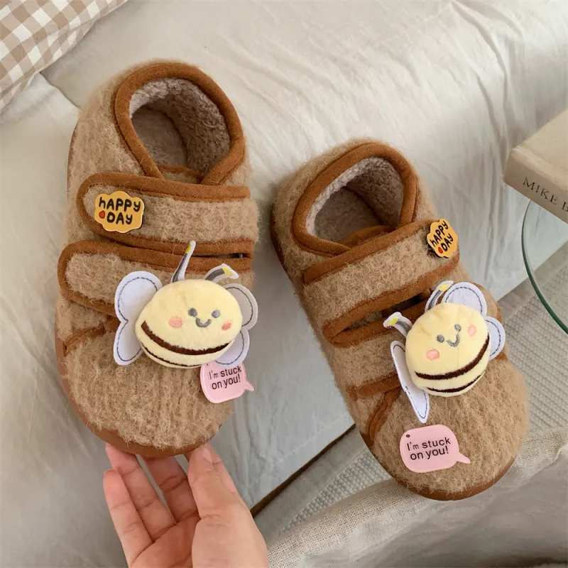 Thin Strips Cotton Slippers Women's, Light Brown, Home Slippers-3