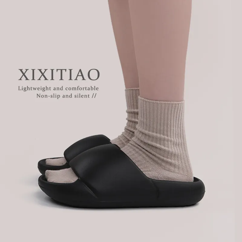 Thin Strips Slippers Unisex, White-7