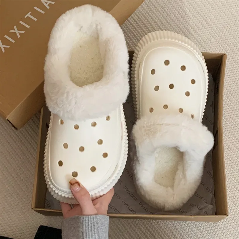 Thin Strips Cotton Slippers Women's, Cream White-2