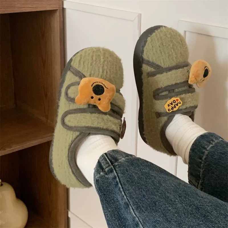 Thin Strips Cotton Slippers Women's, Light Brown-20