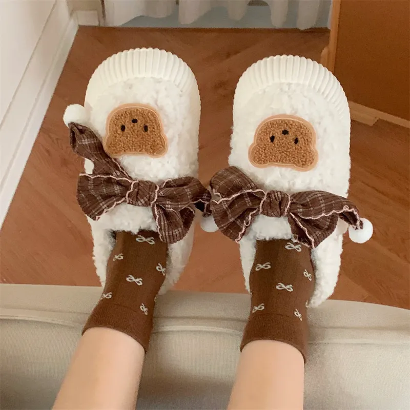 Thin Strips Cotton Slippers Women's Khaki-8