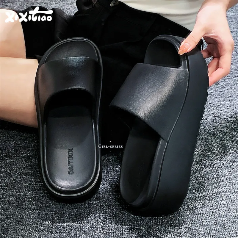 Thin Strips Slippers Women's, White-8
