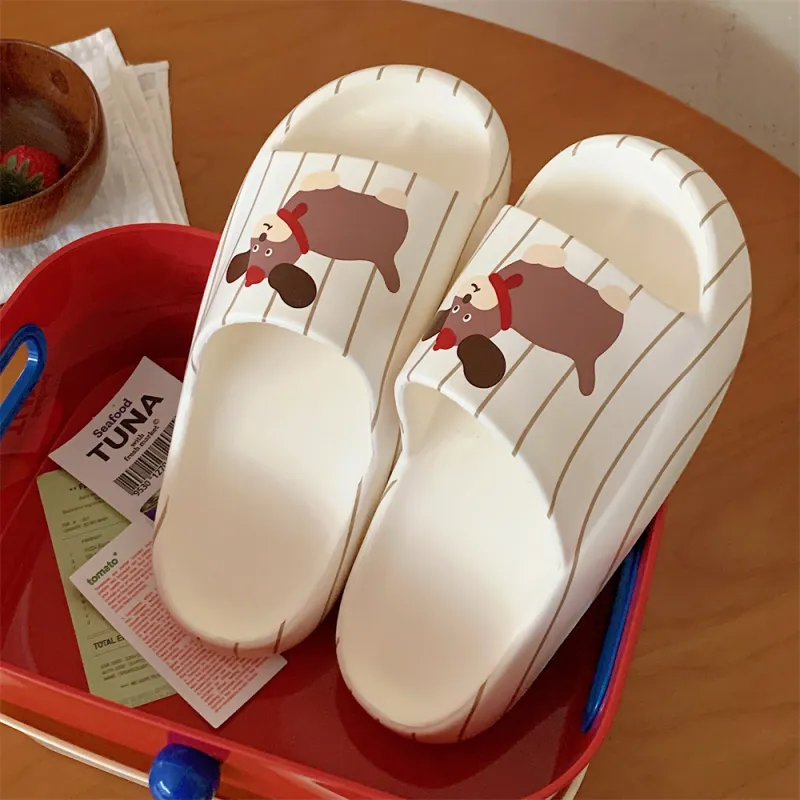 Thin Strips Sandal Slippers Unisex, White-2