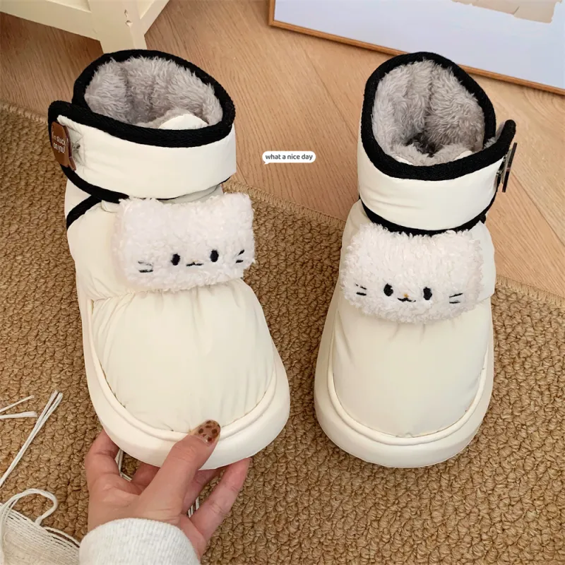 Thin Strips Cotton Slippers Unisex, White-4
