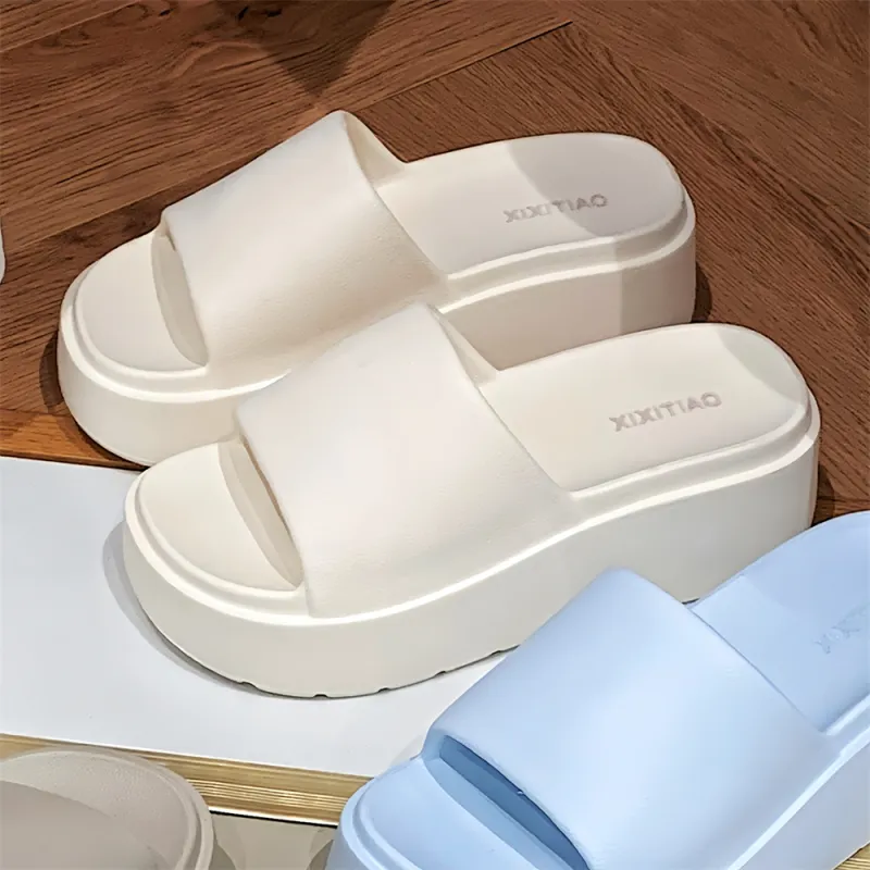 Thin Strips Slippers Women's, White-4