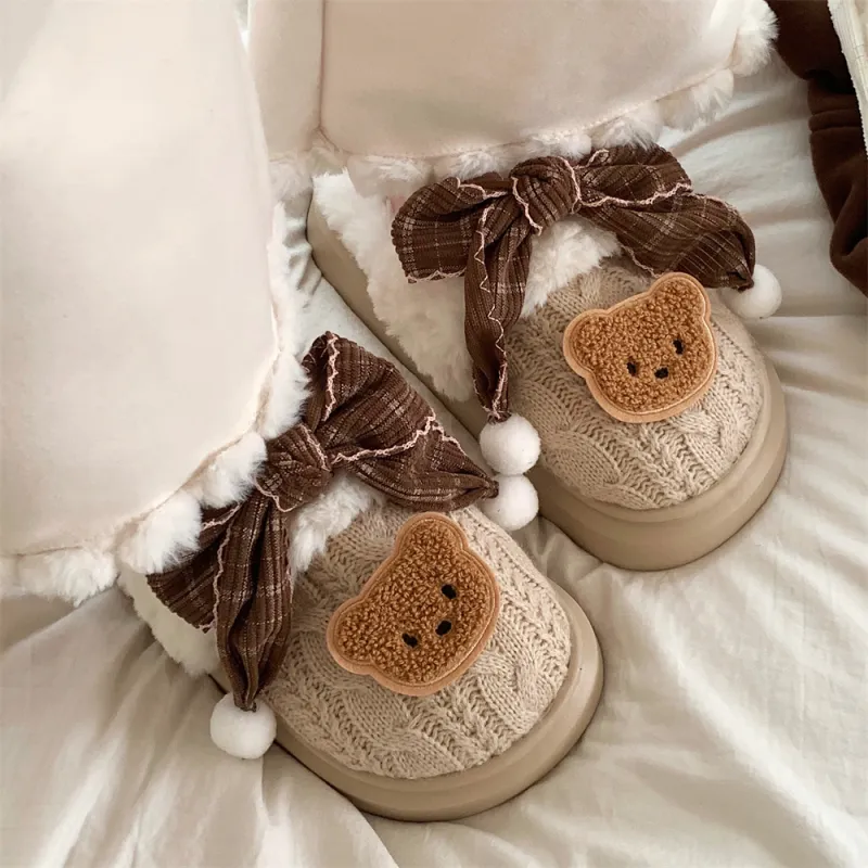 Thin Strips Cotton Slippers Women's Khaki-2