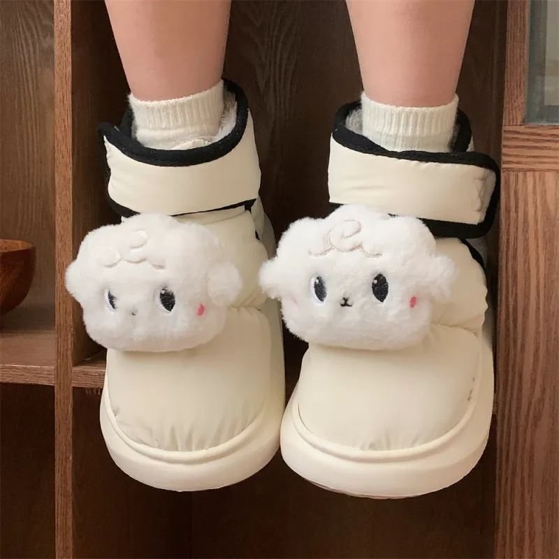 Thin Strips Cotton Slippers Unisex, White-4