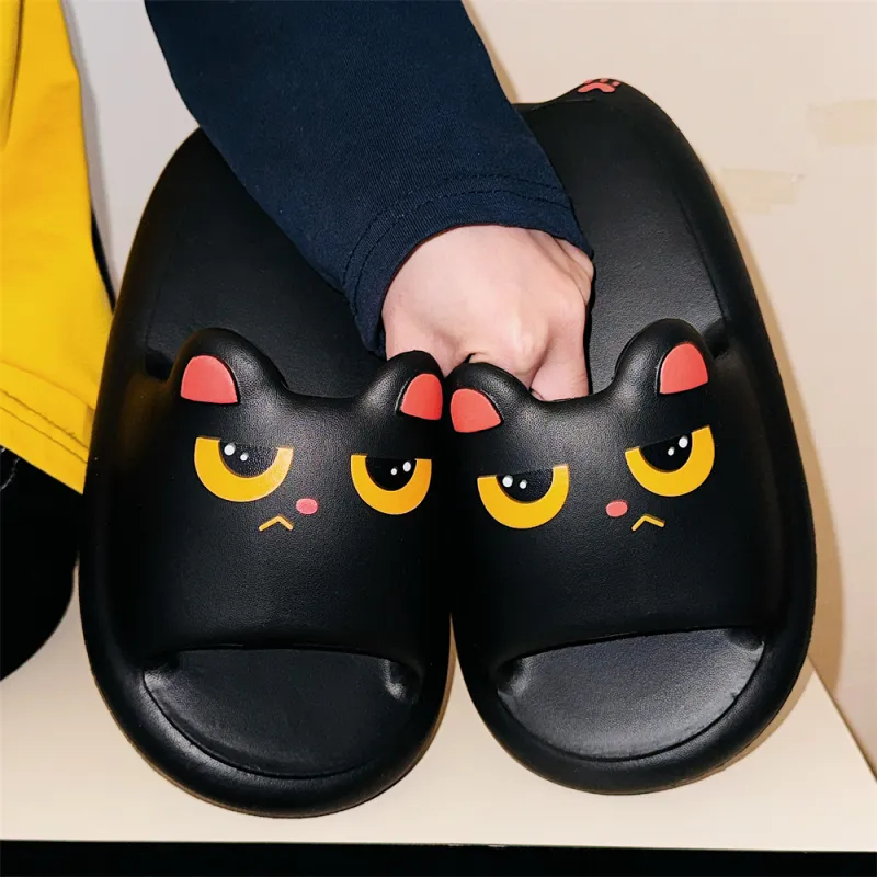 Thin Strips Slippers Unisex, Black-1