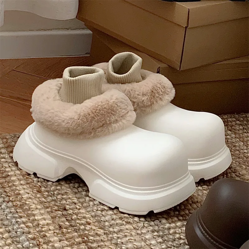 Thin Strips Cotton Slippers Women's, Cream White-5